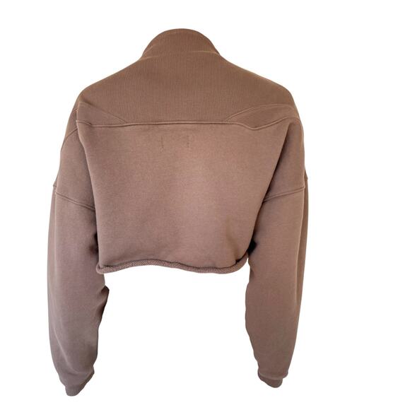 Joah Brown front zip brown cropped sweatshirt - Picture 4 of 5